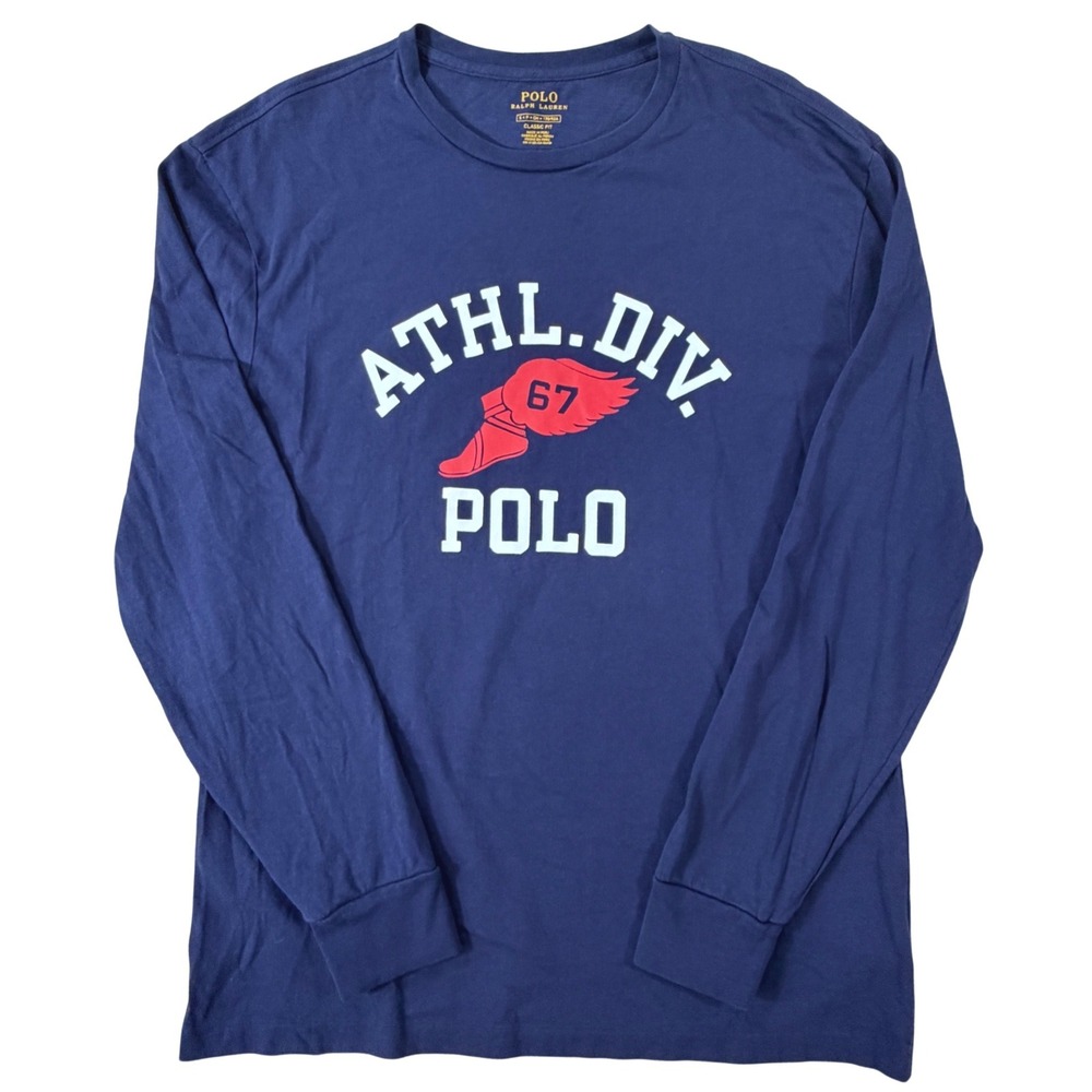 Polo Ralph Lauren Long Sleeve T-Shirt Mens Small Navy Varsity Collegiate Preppy